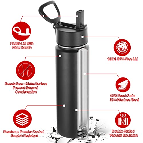Insulated Water Bottles with Straw Bulk 2 Pack (2 Count)
