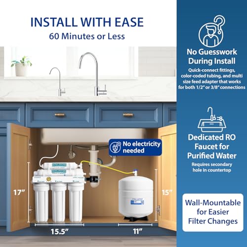 ROES-50, 5-Stage Under Sink Reverse Osmosis System, 50 GPD