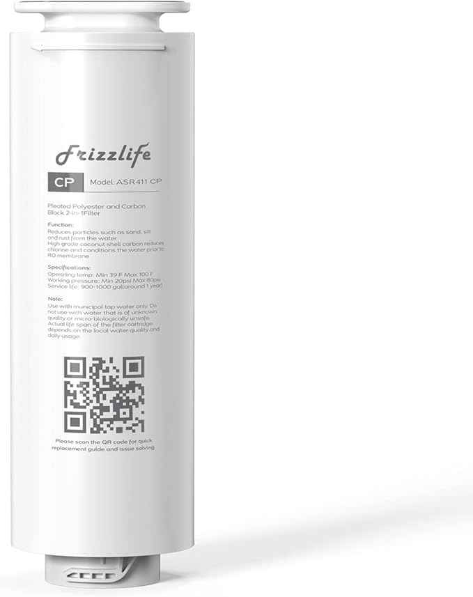 FRIZZLIFE ASR411 Replacement Filter Cartridge for PD1000-TAM4 Reverse Osmosis System (1st Stage)