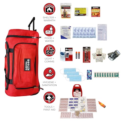 1-Person, 72 Hour Necessity Wheel Bag Survival Kit - Food, Water, Tools
