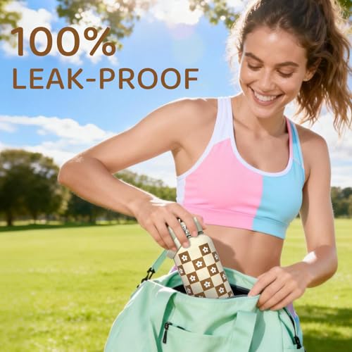 32oz Checker Gifts Insulated Water Bottle for Women with Straw