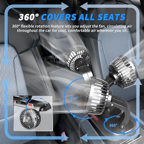 Portable 3 Head Car Cooling Fan with USB Plug
