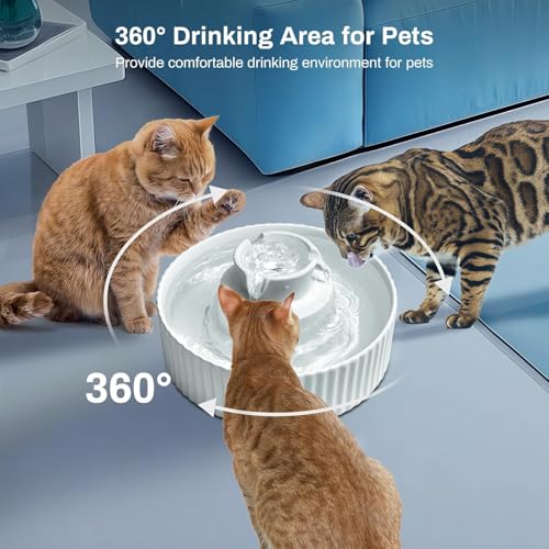 2.1L Ceramic Cat Water Fountain (71 Fl Oz)