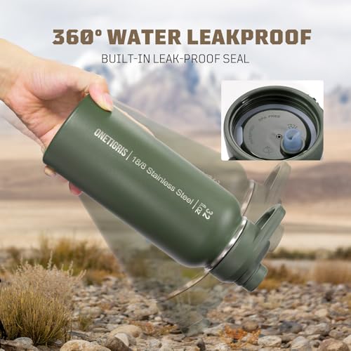 32oz Insulated Tactical Water Bottle with Straw & MOLLE Sleeve