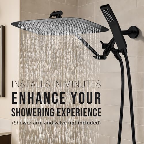 All Metal 16" Rain Shower Head with Handheld for Bathroom Upgrade