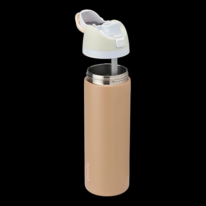 Owala FreeSip Insulated Stainless Steel Water Bottle with Straw for Sports and Travel, BPA-Free Sports Water Bottle, 24 oz, Mint/Brown, Muddy Buddy