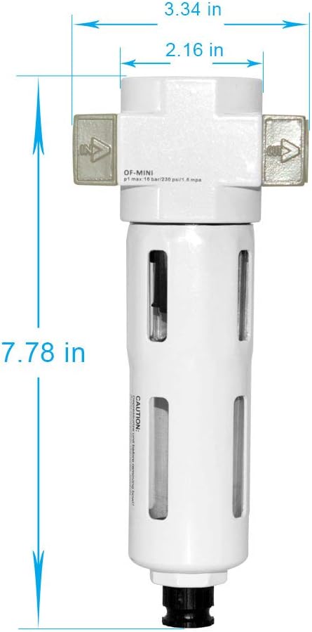 Beduan 1/2" Air in-line Compressed Particulate Filter,Moisture Water Trap Filter With Visible Bowl,Semi-Auto Drain(MIDI) - AquaVibe