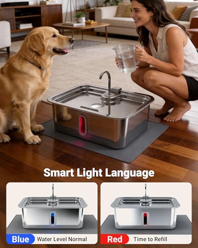 3.17Gal 12L Dog Water Fountain with Silicone Mat & 3 Filters for Dogs Cats (405.82 Ounce)