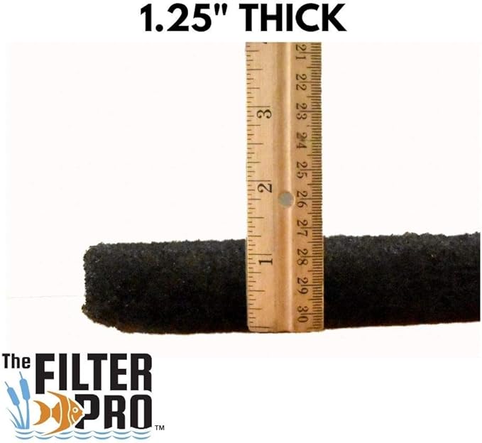 Black Coarse Filter Media, 1.25" Thick, 28" x 120" Roll, Perfect for Aquariums, Ponds or Water Gardens, Made in USA
