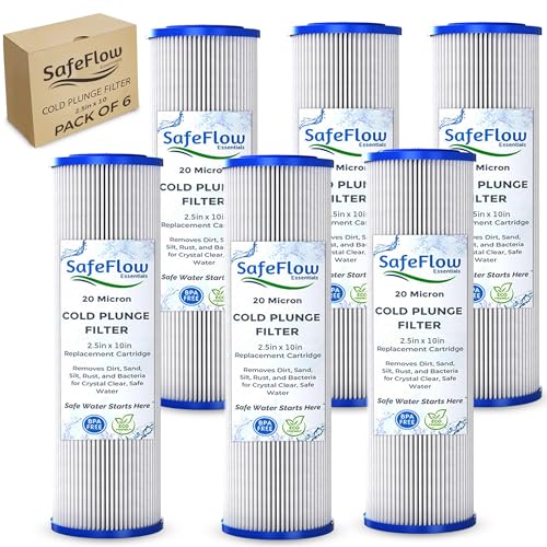 10in Ice Bath Chiller Filters 20 Micron 10" x 2.5" Water Filter Replacement Cartridge (6 Count)