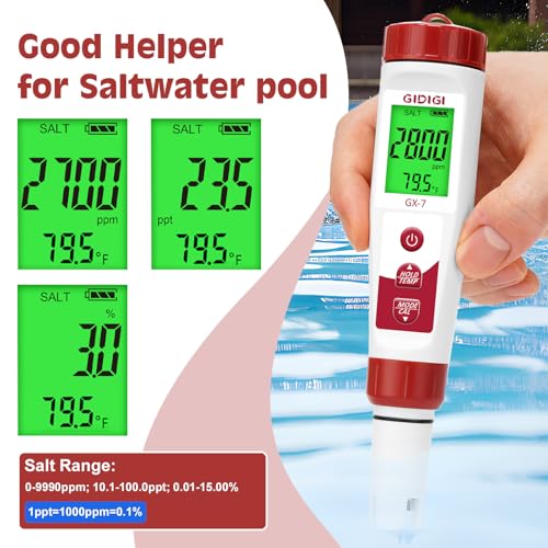 pH Meter Chlorine Tester Digital 7 in 1 Pool Water Tester Kit