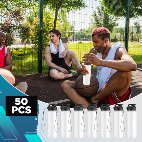 50 Pieces Reusable Plastic Water Bottles Bulk (50 Count)