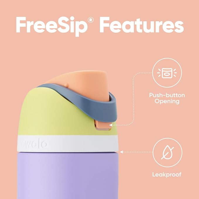 Owala FreeSip Insulated Stainless Steel Water Bottle with Straw for Sports and Travel, BPA-Free Sports Water Bottle, 24 oz, Plum/Orchid, Electric Orchid