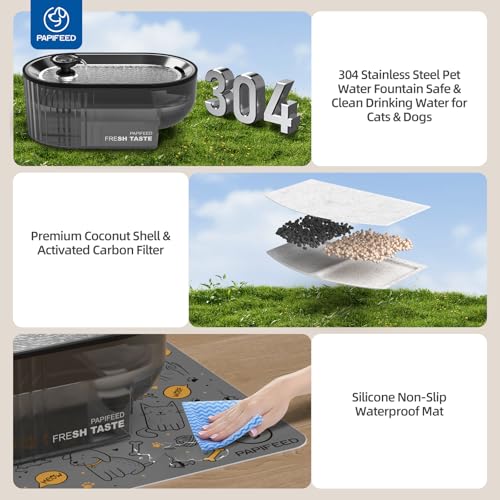 Automatic Cat Feeder and Water Fountain Stainless Steel