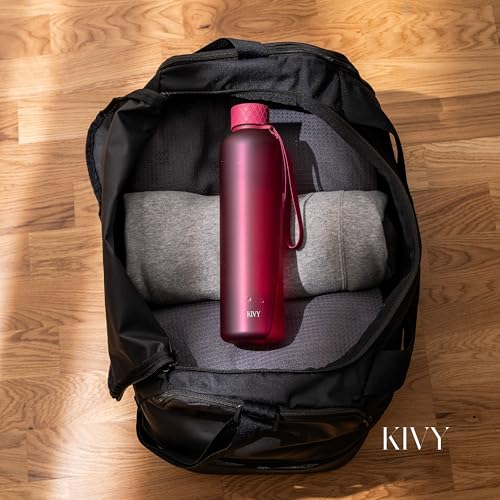 Slim Water Bottle 32oz [Lightweight & Shatterproof] Fits Backpack & Cupholder for Travel