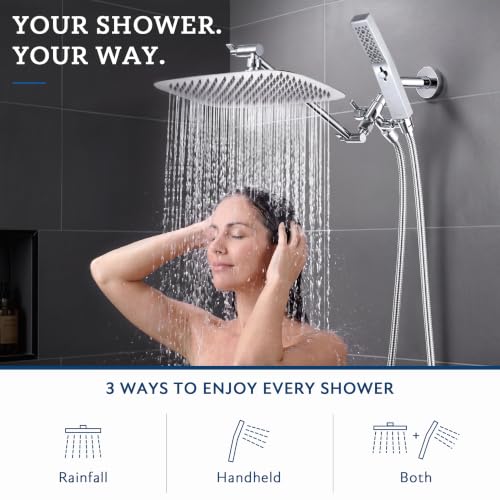 All Metal 12" Rain Shower Head with Handheld for Bathroom Upgrade