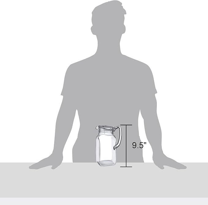 Amazing Abby - Quadly - 2-Pack Acrylic Pitcher (64 oz), Clear Plastic Water Pitcher with Lid, Fridge Jug, BPA-Free, Shatter-Proof, Great for Iced Tea, Sangria, Lemonade, Juice, Milk, and More