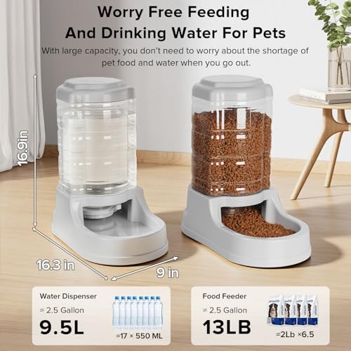 9.5L Dog Feeder and Water Bowl Set for Dog