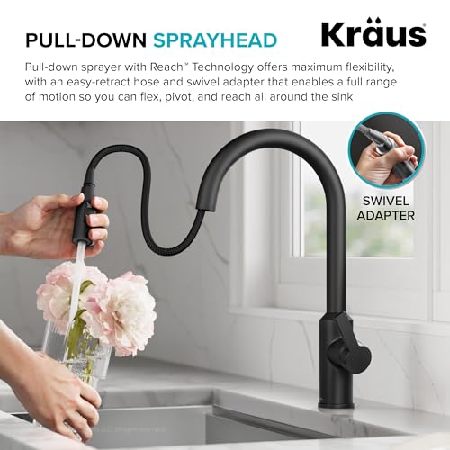 Matte Black Touchless Pull Down Kitchen Faucet KSF