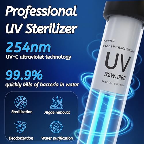 Pond UV Light for Fish Tank UV Pond Water Clarifier for 100
