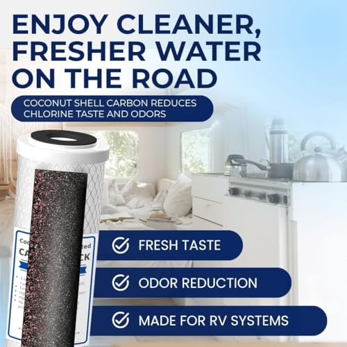 4-Pack Flow-Pur 8 (WCBCS-975-RV) Water Filter Replacement and Water Purifier Activated Carbon Filter for RV Water Filter System (4 Count)