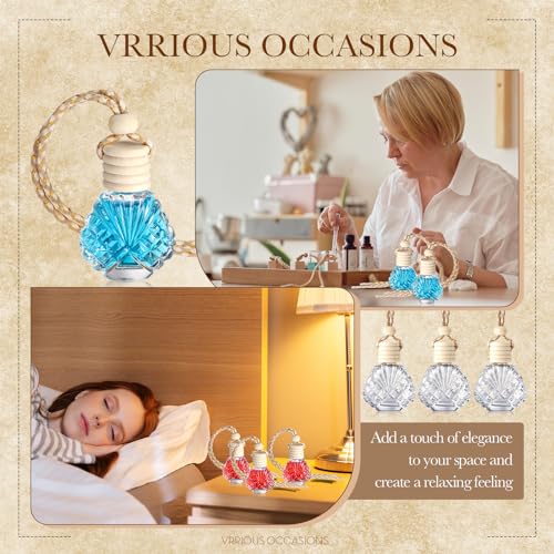 50 Pcs Hanging Car Air Freshener Car Diffuser Bottles Empty Glass Perfume Bottle Freshener Diffuser Bottle Pendant for Essential Oil Fragrance Aromatherapy Ornament (50 Count)