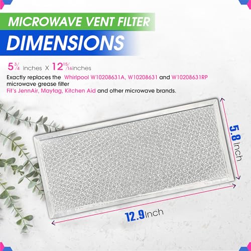 Microwave Filter 5.8"x12.9" Fits Whirlpool W10208631A Grease Filters