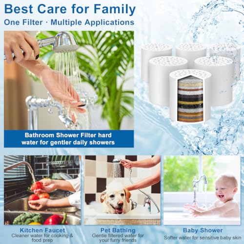 6 Pack 20 Stage Shower Filter Replacement by Cenipar Shower Cartridge Filter