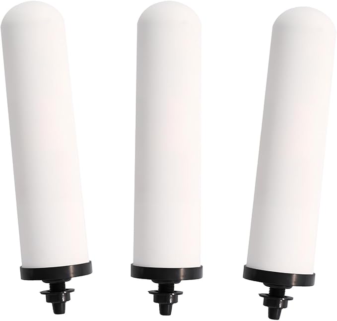 HUINING 3PCS 7" Ceramic Filter Candle Activated Carbon Replacement Filters Compatible with ProOne and Berkey Countertop Gravity Water Filter System, Household Water Bucket,Water Cooler Filtration