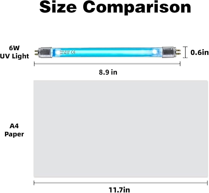 Coospider 6W UV Bulb with Ozone for 6w lamp, Replacement T5 Bulbs, 2 - Pack, 110V