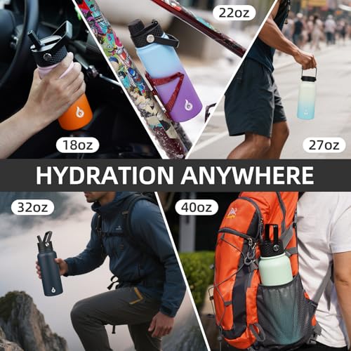 22oz Insulated Water Bottle with Straw Lid