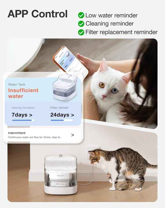 Cat Water Fountain 8-Layer cat Fountain Filter Ultra-Quiet Automatic Pet Water Dispenser for Cats and Dogs 2.4G WiFi(PF1L)