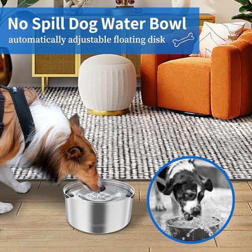 3L 101oz Dog Water Bowl Stainless Steel Slow Water Bowl for Dog (2.2 Pound)