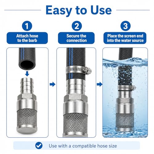 304 Stainless Steel Water Pump Filter Hose End Strainer Barbed Inline Mesh Screen