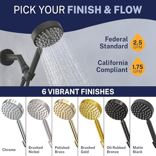 Solid Metal LOW FLOW Handheld Shower Head with Hose and Brass Holder