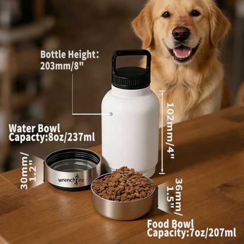 32 oz Instulated Stainless Steel Dog Water Bottle with 2 Detachable Bowls (680 Gram)