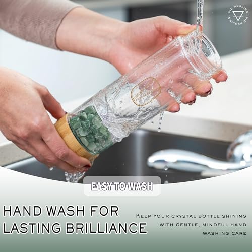 Gem Infused Aventurine Glass Water Bottle