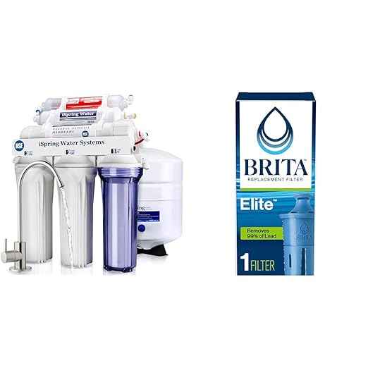iSpring RCC7AK, NSF Certified 75 GPD, Alkaline 6-Stage Reverse Osmosis System & Brita Elite Water Filter, Advanced Carbon Core Technology Reduces 99% of Lead