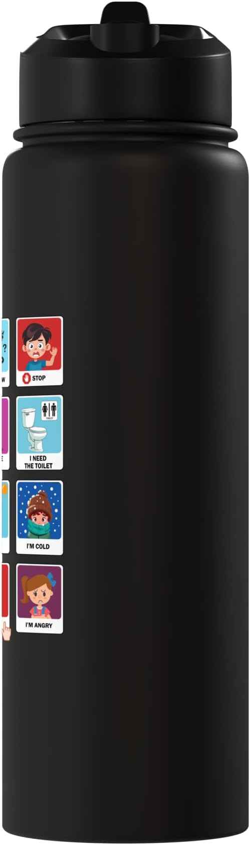 Autism Communication Cards Kids Emotions Speech Therapy AAC Stainless Steel Insulated Water Bottle
