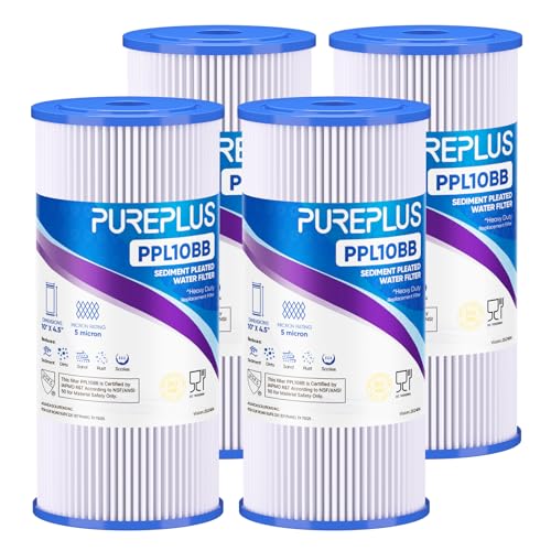 5 Micron 10" x 4.5" Whole House Pleated Sediment Filter for Well Water (4 Count)