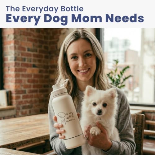 Dog Mom Water Bottle with Detachable Bowl for Dog Lovers