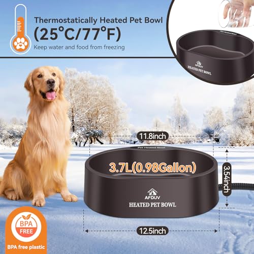 Heated Water Bowl for Dogs Cats Outdoor (125 Fl Oz)