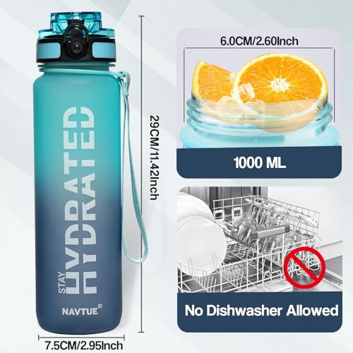 Water Bottle 32 oz Motivational Time Marker Tritan Bottle