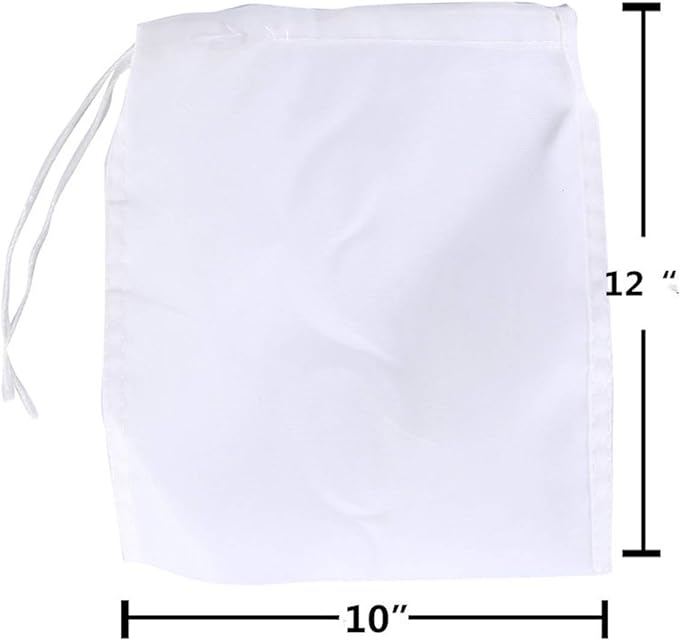 LERORO® 2-Pcs Reusable Nut Milk Bag, Almond Milk, Cold Brew Coffee Tea Filter,Food Strainer,Mesh Nylon Cheesecloth,Reusable Drawstring Straining Brew in a Bag(Large,10 X 12 Inches)