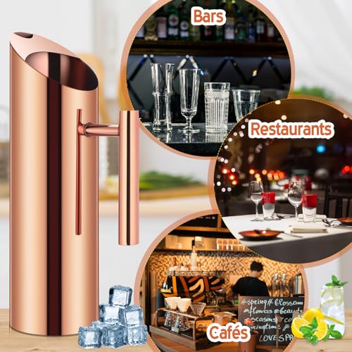 3 Pack 53oz 1.5l Stainless Steel Water Pitcher Modern Metal Pitcher with Ice Guard Silver Carafe Drink with Handle or Iced Hot Drink Tea Juice Coffee Beer (3 Count)
