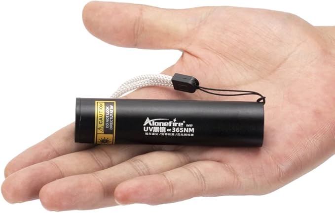 ALONEFIRE SV57 3W Small UV Flashlight 365nm Type C USB Rechargeable Ultraviolet Mini Black Light Stain Minerals Money Pet Urine Detector with Charging Indicator, Aluminium Case, Built-in Battery