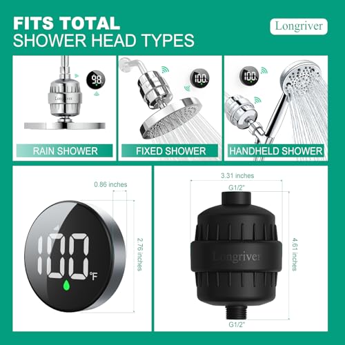 Tem8 Shower Filter Fixture with Temperature Display