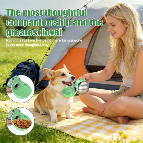 Portable Dog Water Bottle 10oz Stainless Steel Travel Dog Water Dispenser with Bowl No