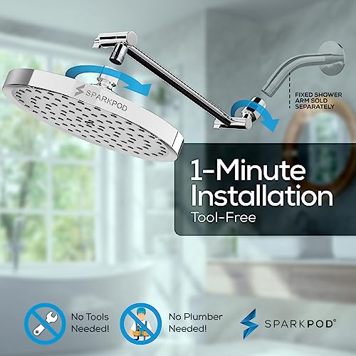 8" Round Rain Shower Head with 11" Shower Arm