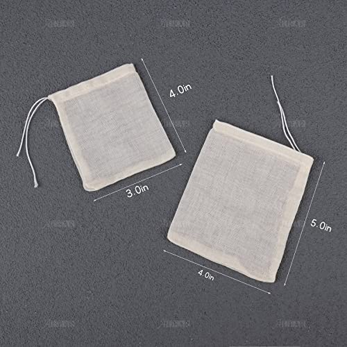 40 Pack Reusable Drawstring Cotton Soup Bags Spice Tea Filter Coffee Brew Herb Muslin Cheesecloth for Straining (40 Count)